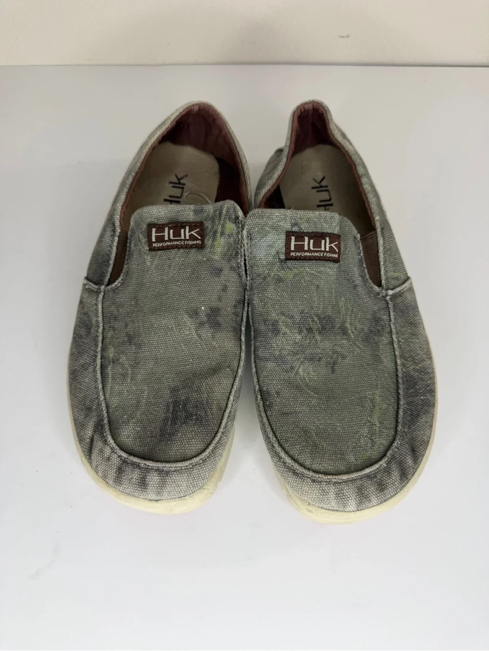 HUK Performance Brewster Slip-on Deck Shoes Fishing Grey Mens Size 44 US 10